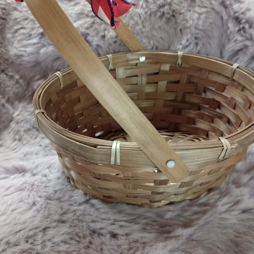 Small brown Home Goods countrycore oval wicker basket bow and movable handle